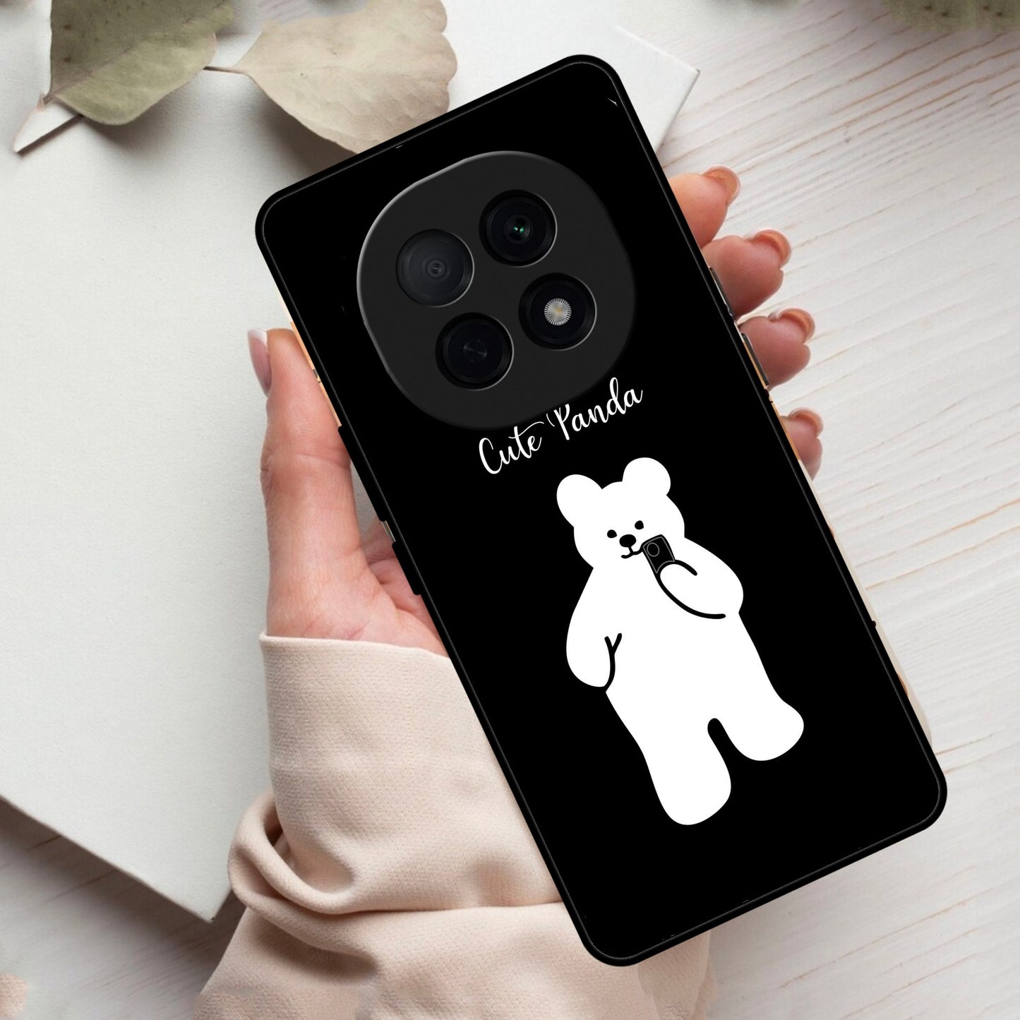 White Panda Glass Case Cover For Oppo