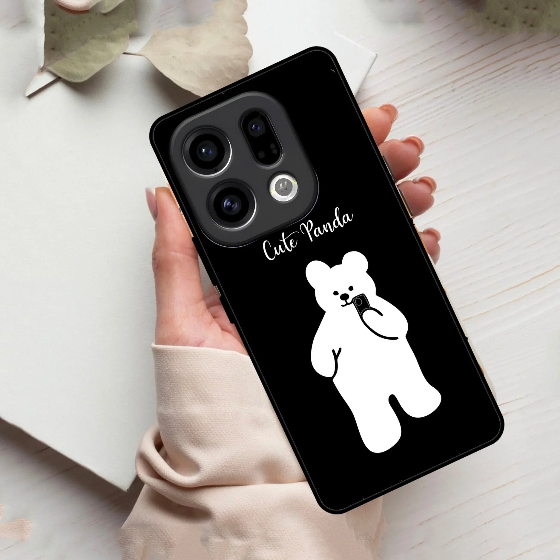 White Panda Glass Case Cover For Oppo