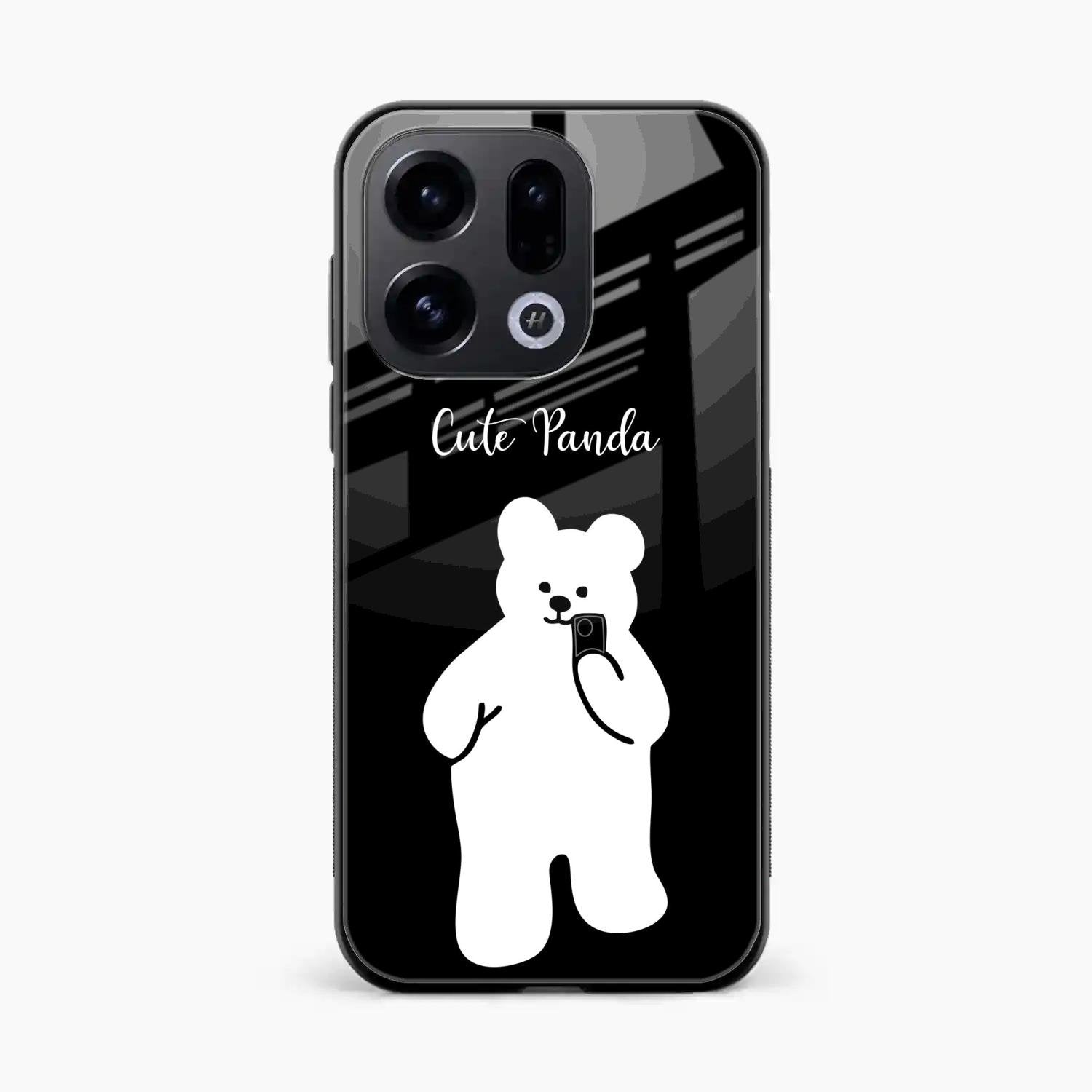White Panda Glass Case Cover For Oppo Find X9 5G