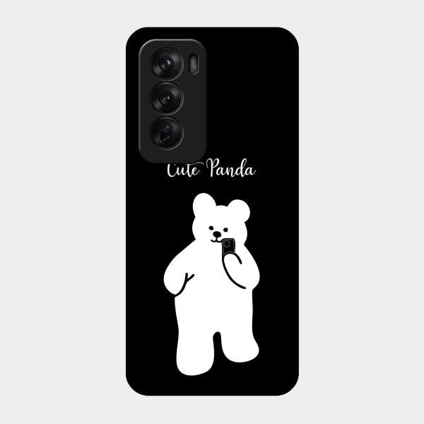 White Panda Glass Case Cover For Oppo Reno 12 Pro 5G