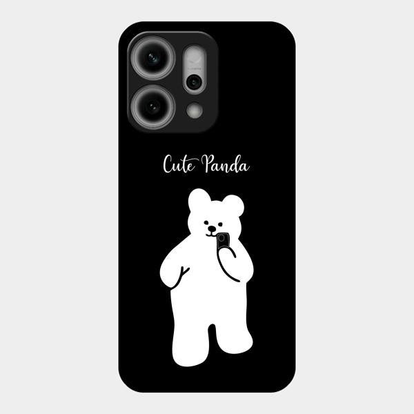 White Panda Glass Case Cover For Oppo Reno 14 Pro 5G