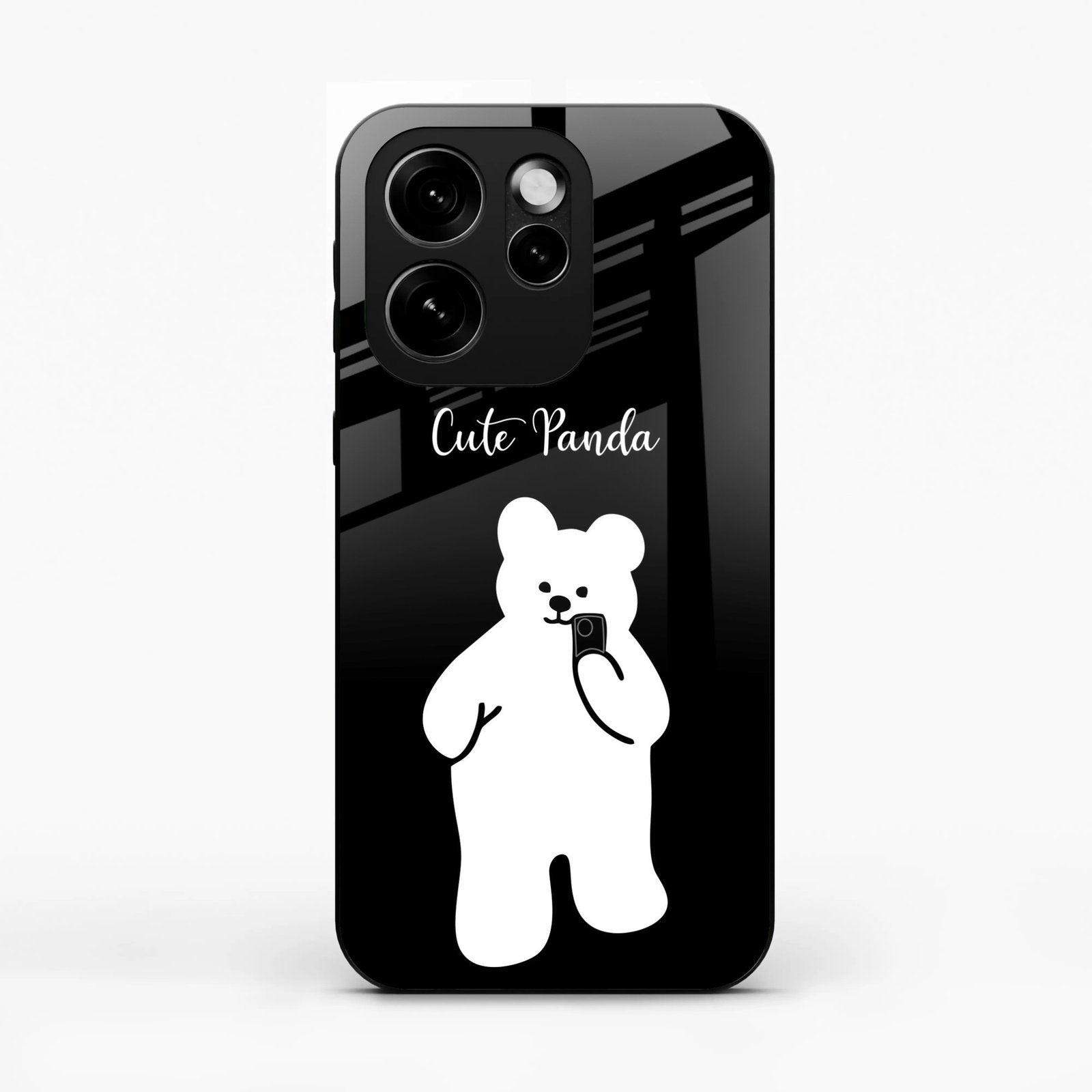 White Panda Glass Case Cover For Oppo Reno 15 Pro 5G