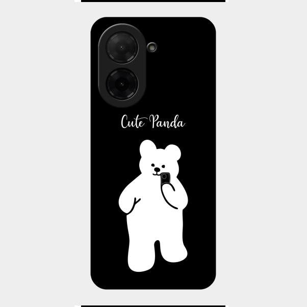 White Panda Glass Case Cover For Poco C71