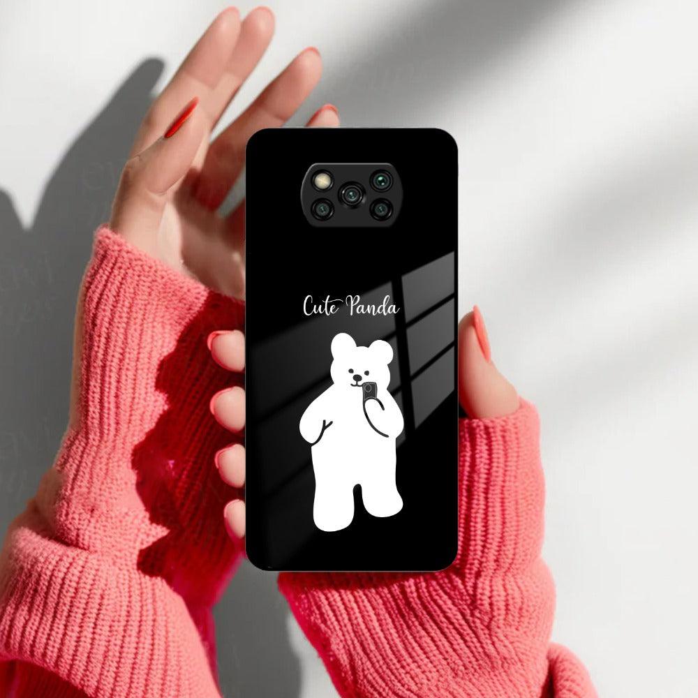 White Panda Glass Case Cover For Poco
