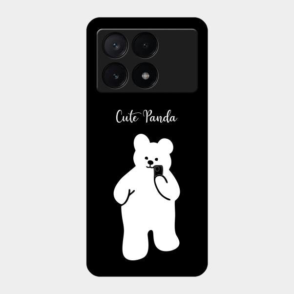 White Panda Glass Case Cover For Poco X6 Pro 5G