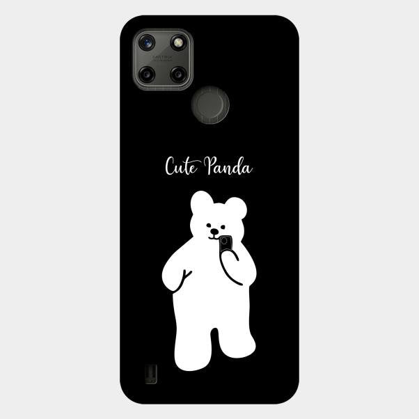 White Panda Glass Case Cover For Realme C25Y