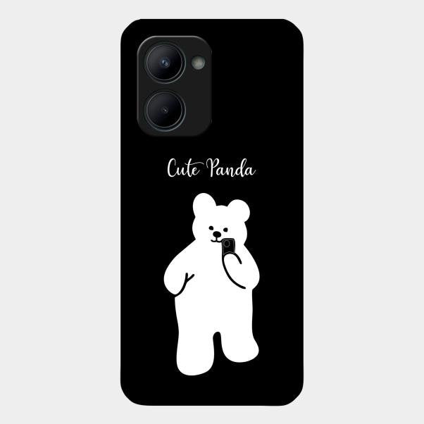 White Panda Glass Case Cover For Realme C33 2023
