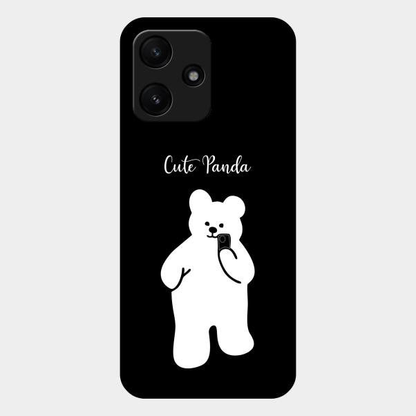 White Panda Glass Case Cover For Redmi 12 5G