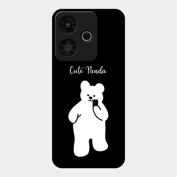 White Panda Glass Case Cover For Redmi 13 5G