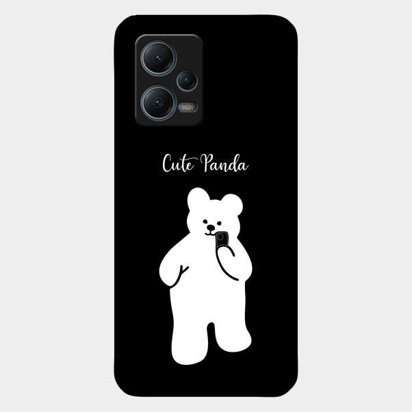White Panda Glass Case Cover For Redmi Note 12 5G