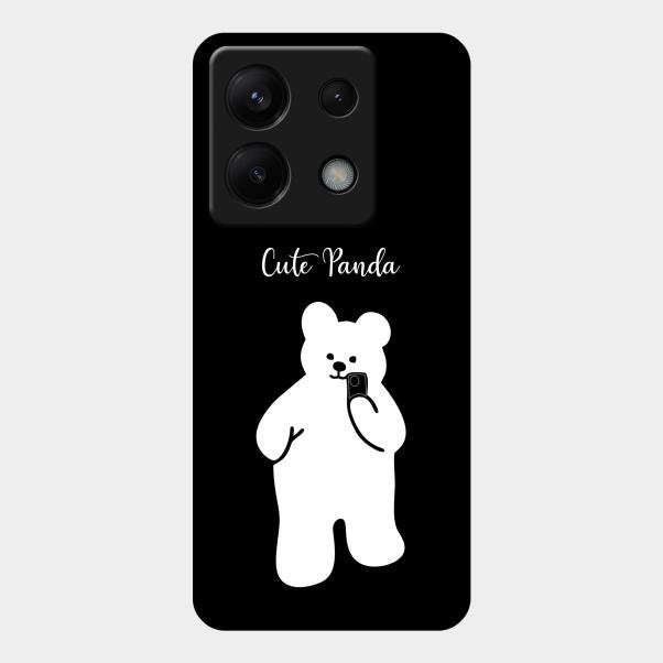 White Panda Glass Case Cover For Redmi Note 13 Pro 5G