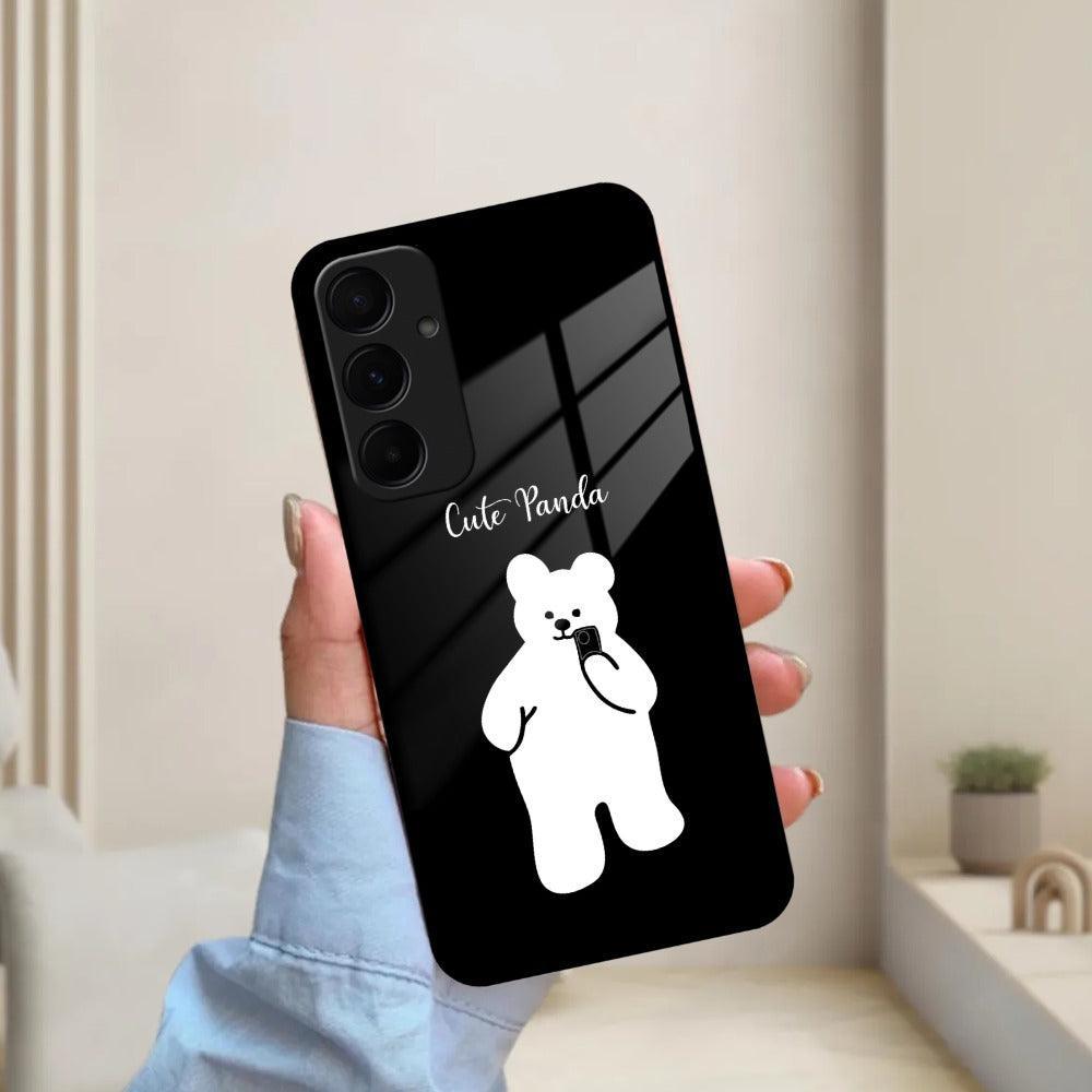 White Panda Glass Case Cover For Samsung