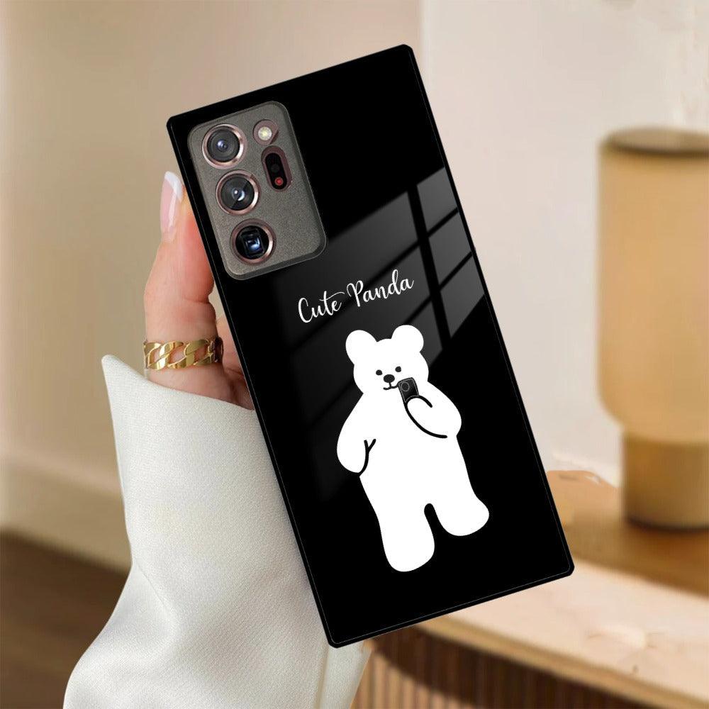 White Panda Glass Case Cover For Samsung