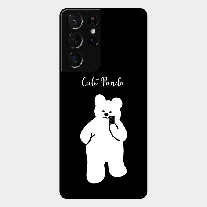White Panda Glass Case Cover For Samsung Galaxy S21 Ultra