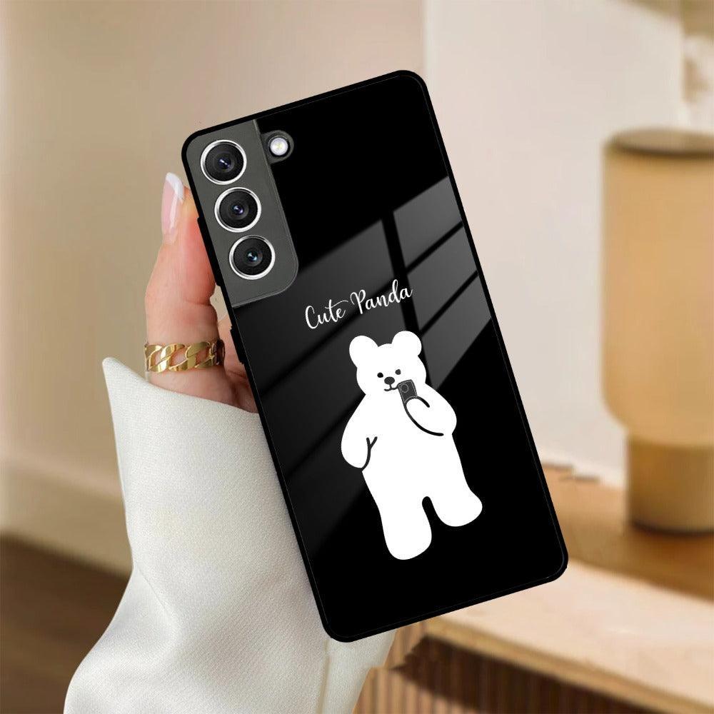 White Panda Glass Case Cover For Samsung