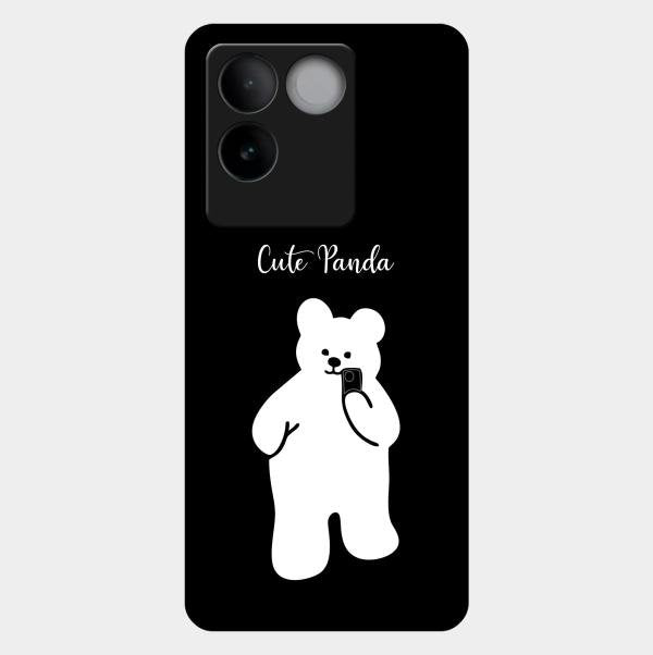 White Panda Glass Case Cover For Vivo T2 Pro 5G