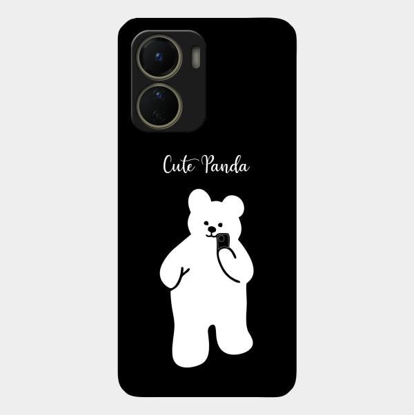 White Panda Glass Case Cover For Vivo T2X 5G