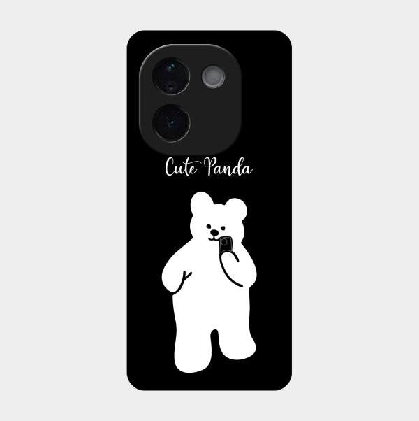 White Panda Glass Case Cover For Vivo T3 Pro 5G