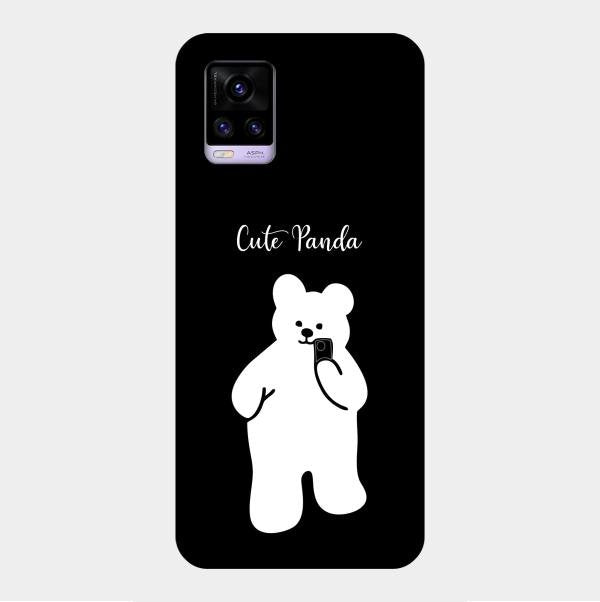 White Panda Glass Case Cover For Vivo V20