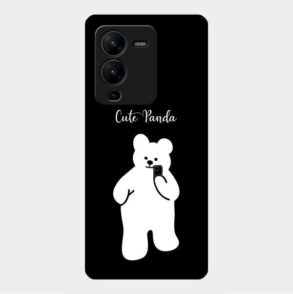 White Panda Glass Case Cover For Vivo V25 Pro 5G