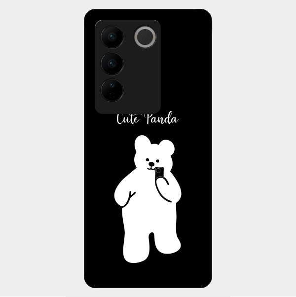White Panda Glass Case Cover For Vivo V27 5G