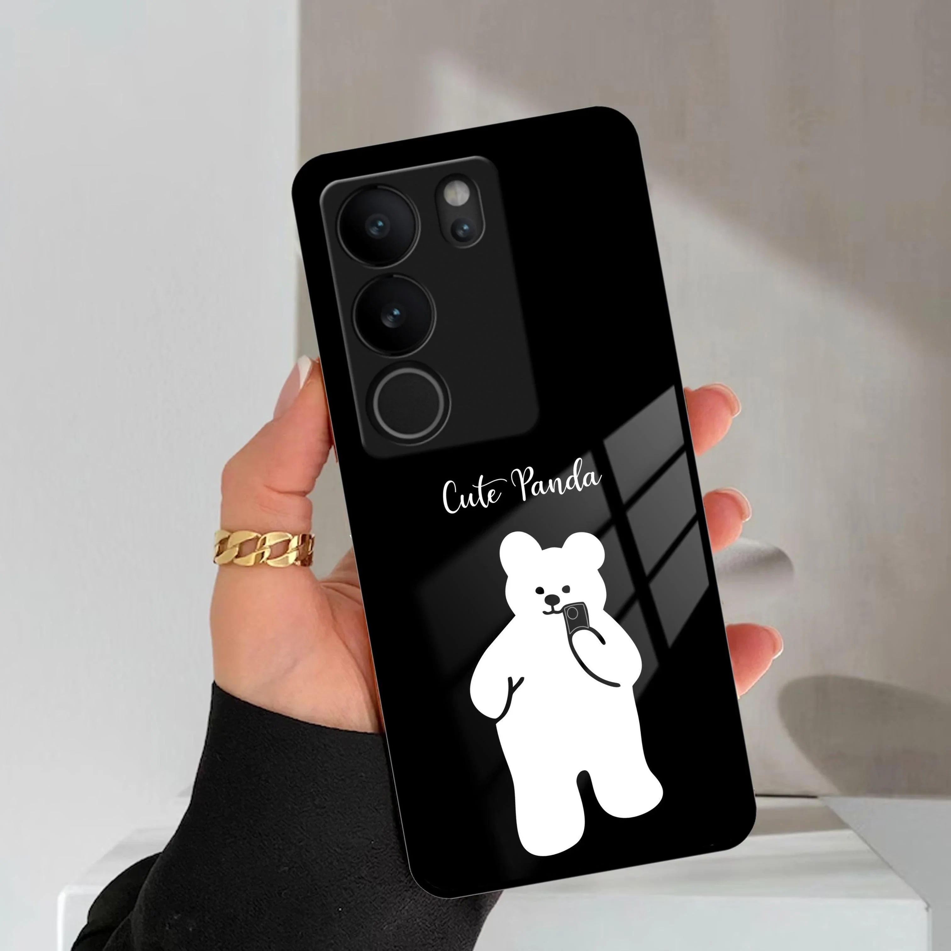 White Panda Glass Case Cover For Vivo - ShopOnCliQ