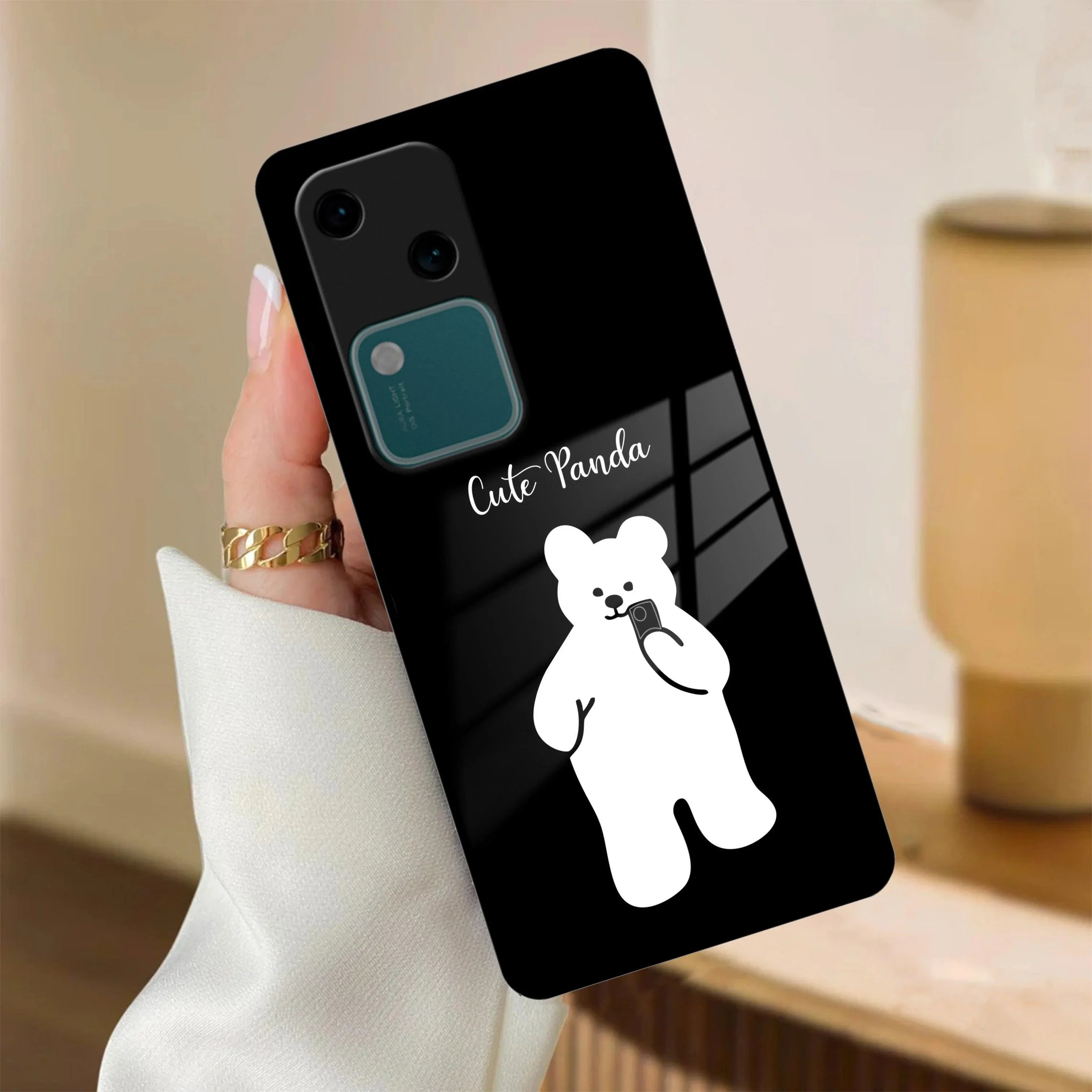 White Panda Glass Case Cover For Vivo - ShopOnCliQ