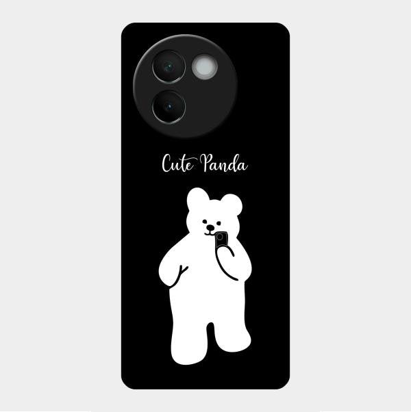White Panda Glass Case Cover For Vivo V30E 5G
