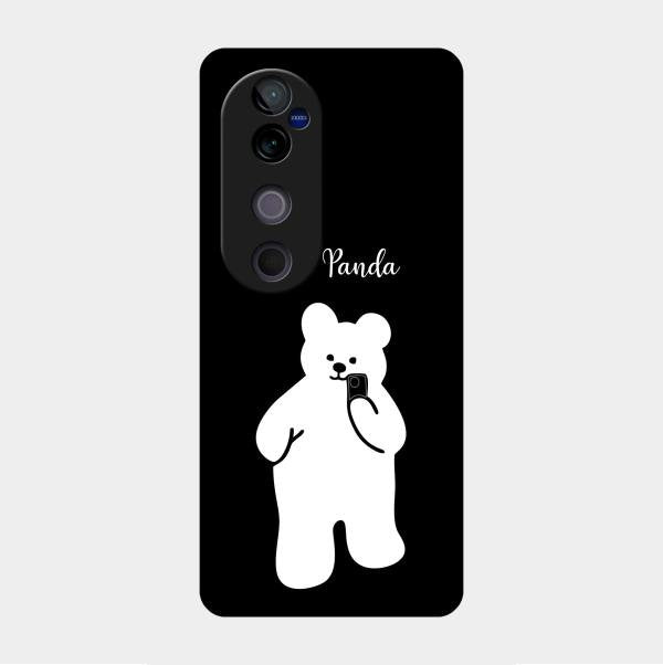 White Panda Glass Case Cover For Vivo V40 Pro 5G