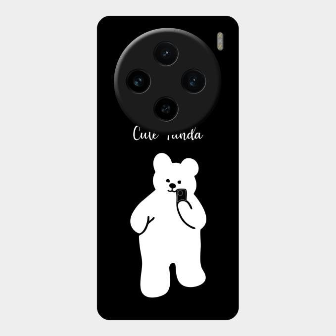 White Panda Glass Case Cover For Vivo X100 5G