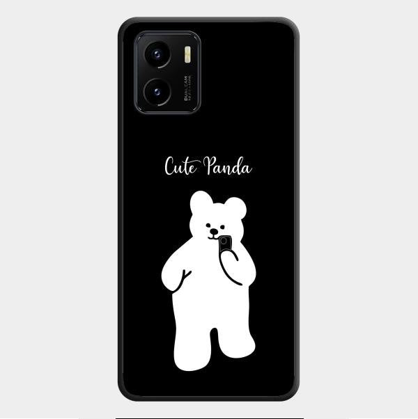 White Panda Glass Case Cover For Vivo Y01