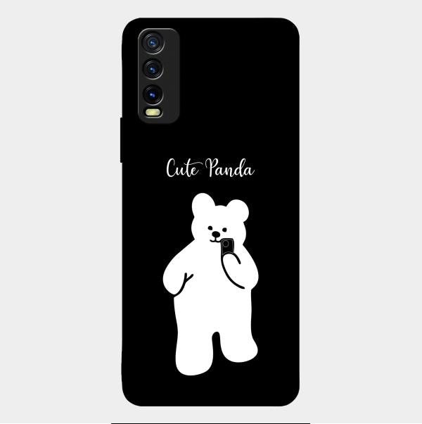 White Panda Glass Case Cover For Vivo Y12G