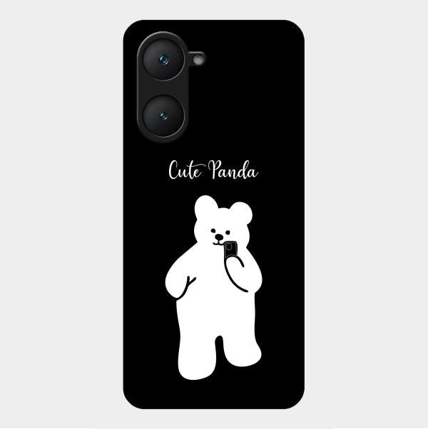 White Panda Glass Case Cover For Vivo Y18I