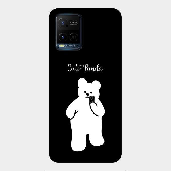 White Panda Glass Case Cover For Vivo Y21T