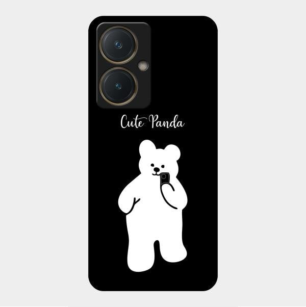 White Panda Glass Case Cover For Vivo Y27