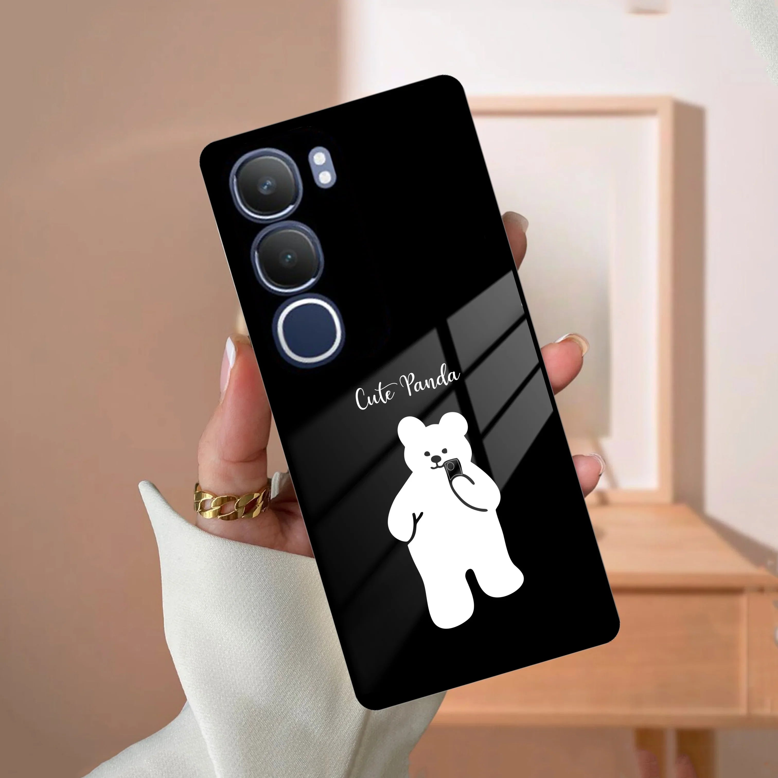 White Panda Glass Case Cover For Vivo - ShopOnCliQ