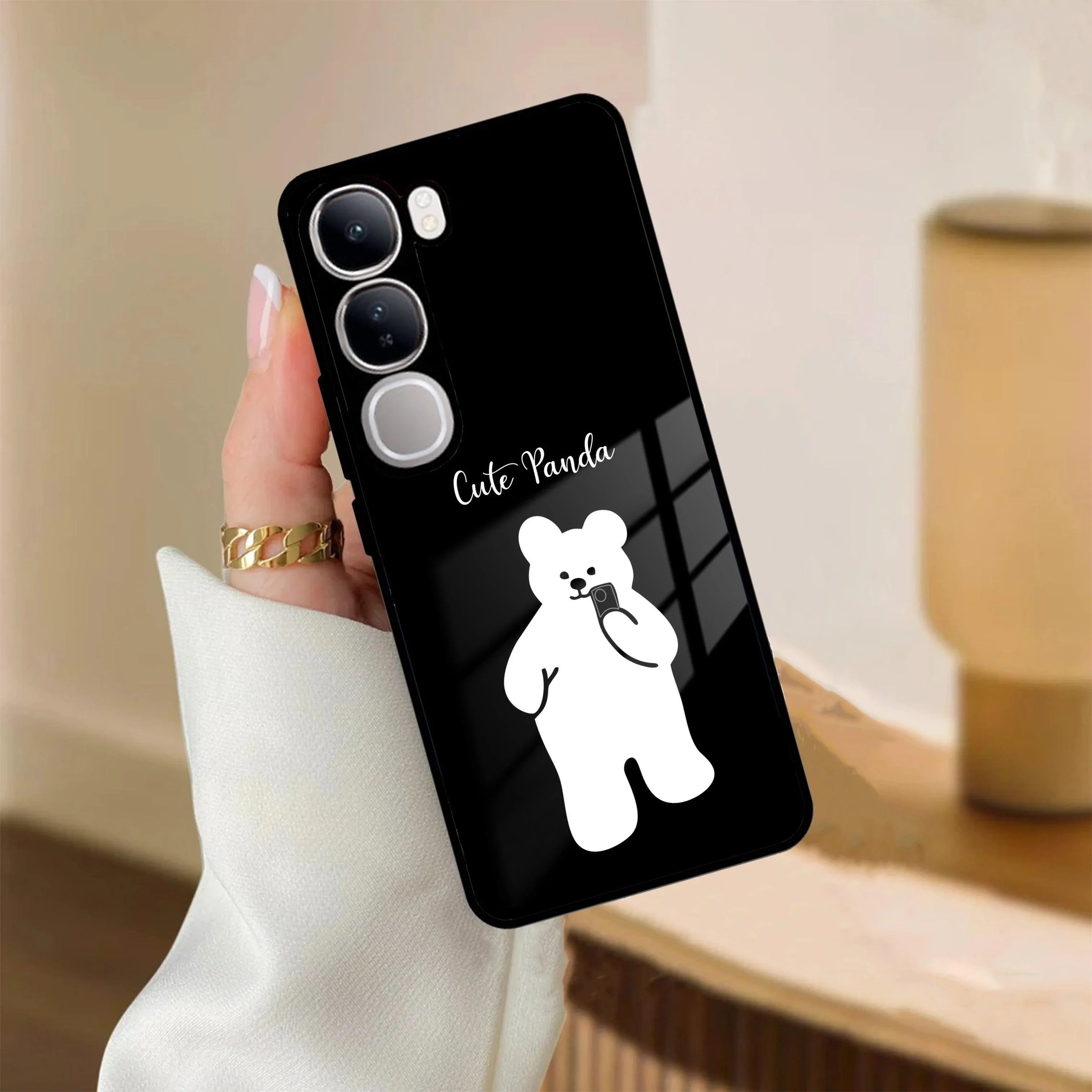 White Panda Glass Case Cover For Vivo - ShopOnCliQ