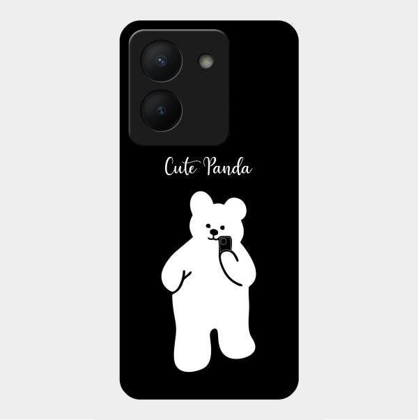 White Panda Glass Case Cover For Vivo Y36