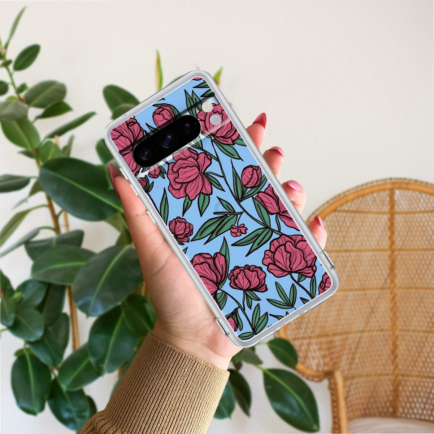 Wild Rose Transparent Silicon Case For Google