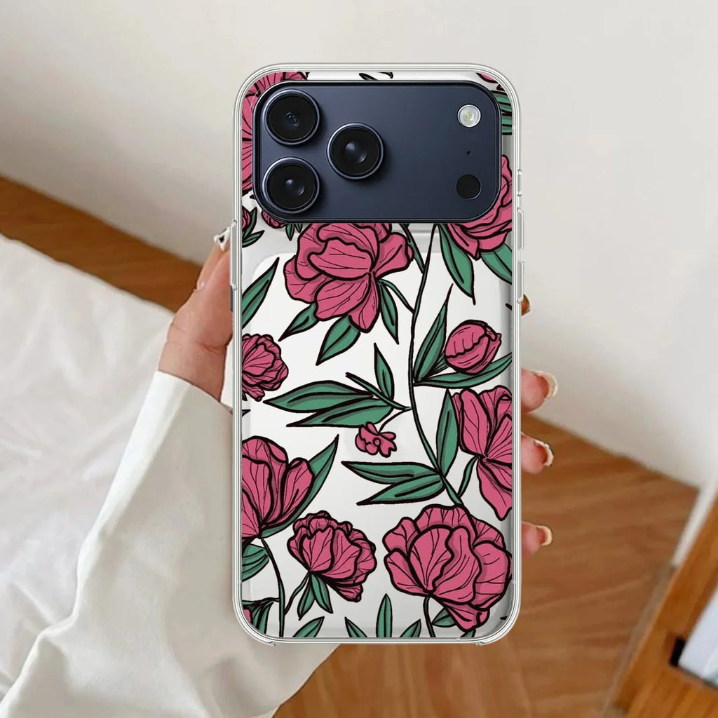Wild Rose Anti Yellow Clear Case For iPhone 17 Pro Max