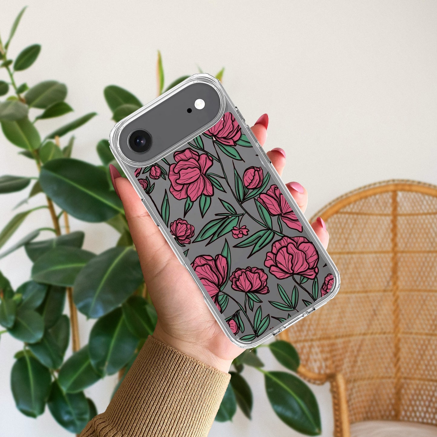 Wild Rose Transparent Silicon Case For iPhone