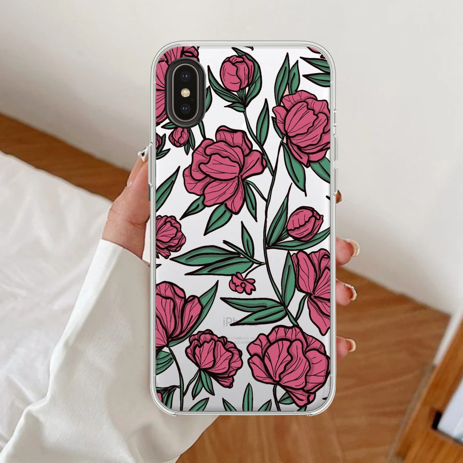 Wild Rose Transparent Silicon Case For iPhone