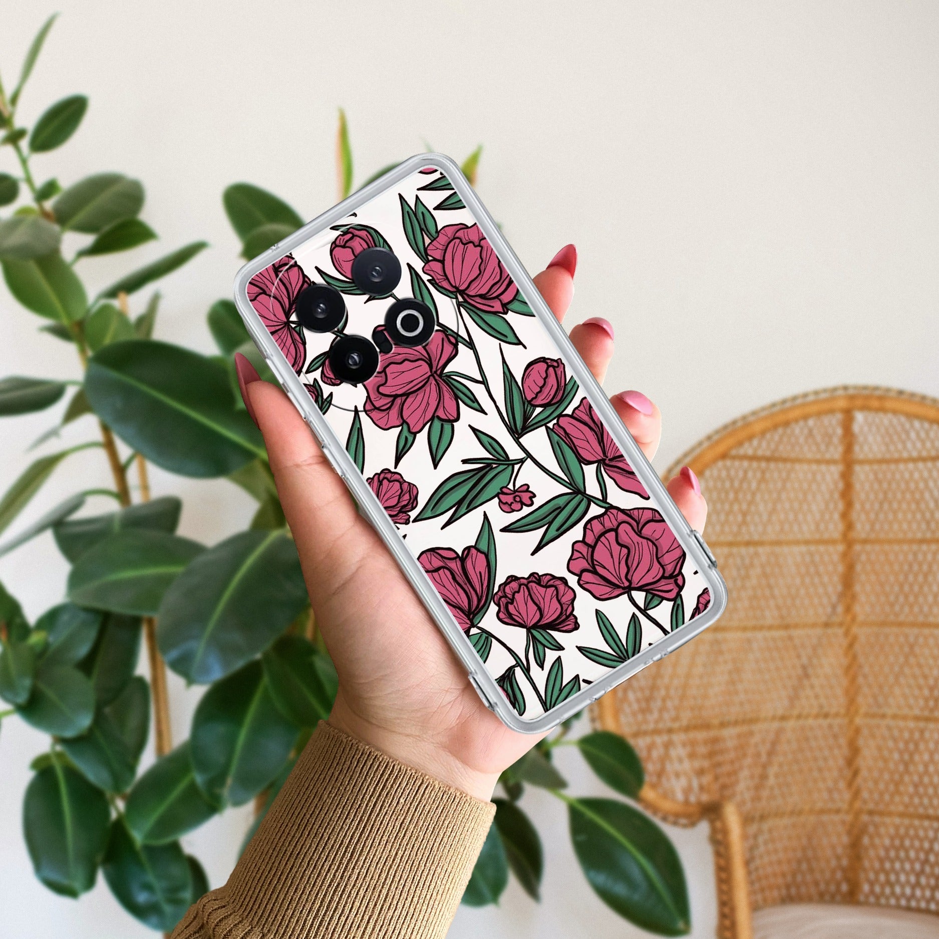 Wild Rose Transparent Silicon Case For iQOO - ShopOnCliQ