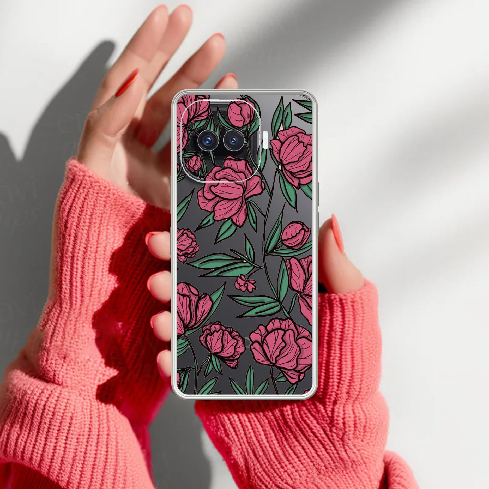Wild Rose Transparent Silicon Case For iQOO