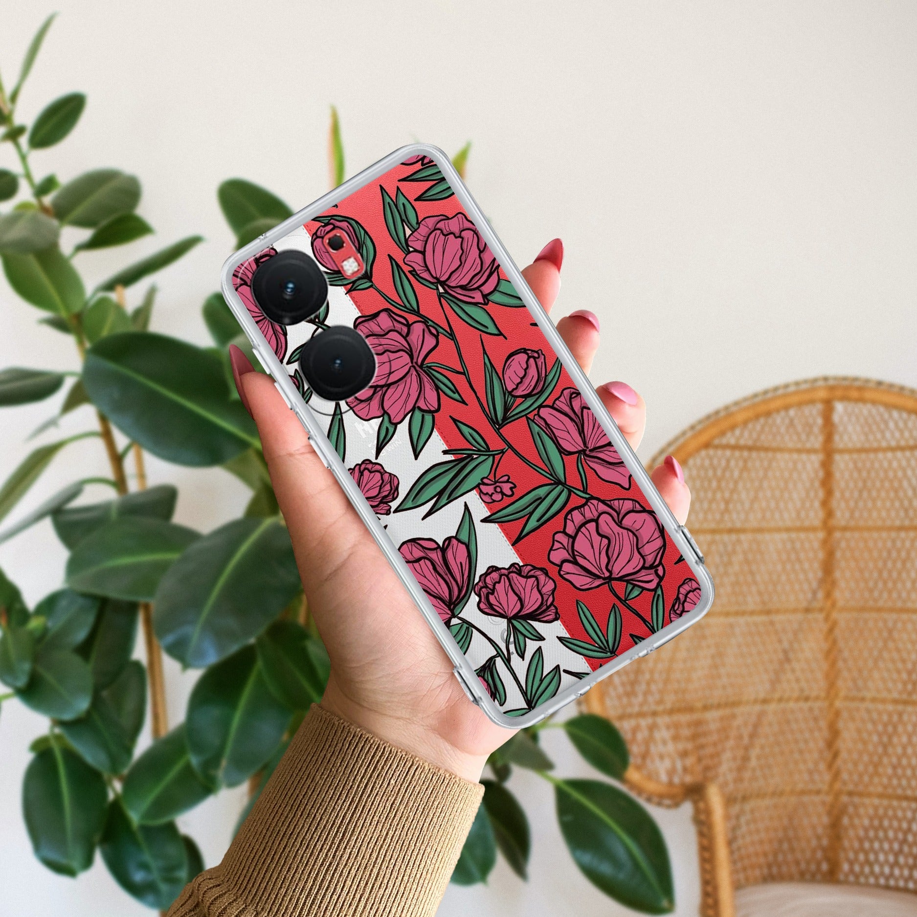 Wild Rose Transparent Silicon Case For iQOO Neo 9 Pro 5G