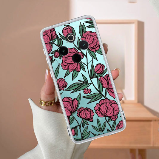 Wild Rose Transparent Silicon Case For iQOO