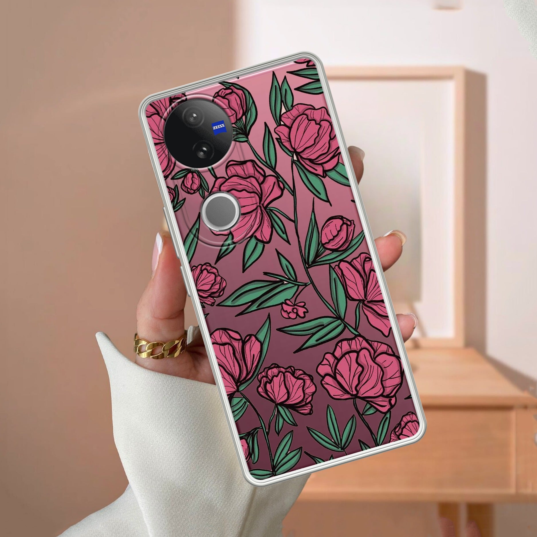Wild Rose Transparent Silicon Case For iQOO - ShopOnCliQ