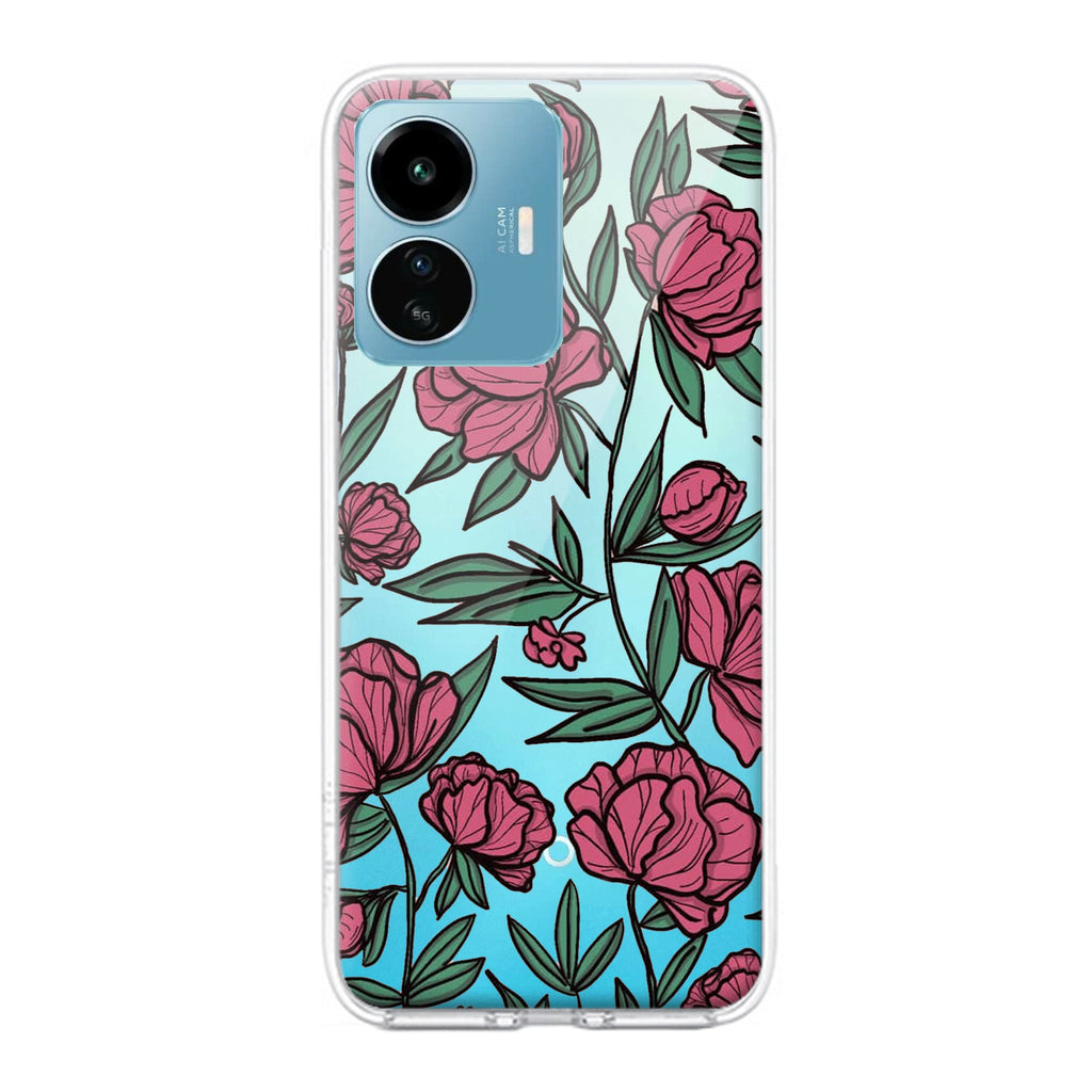 Wild Rose Transparent Silicon Case For iQOO Z6 Lite 5G
