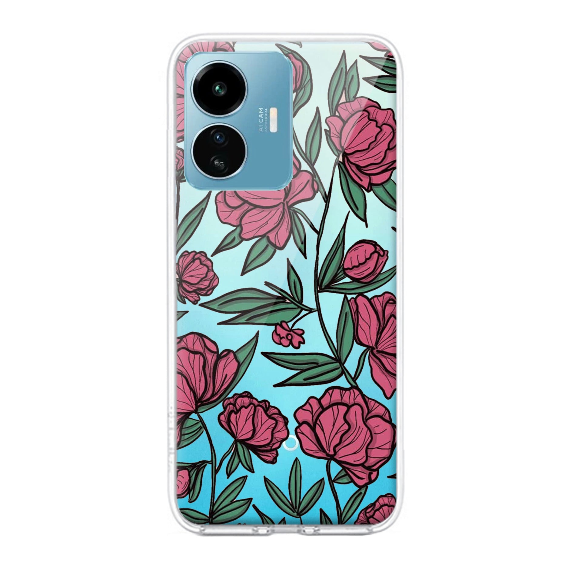 Wild Rose Transparent Silicon Case For iQOO Z6 Lite 5G