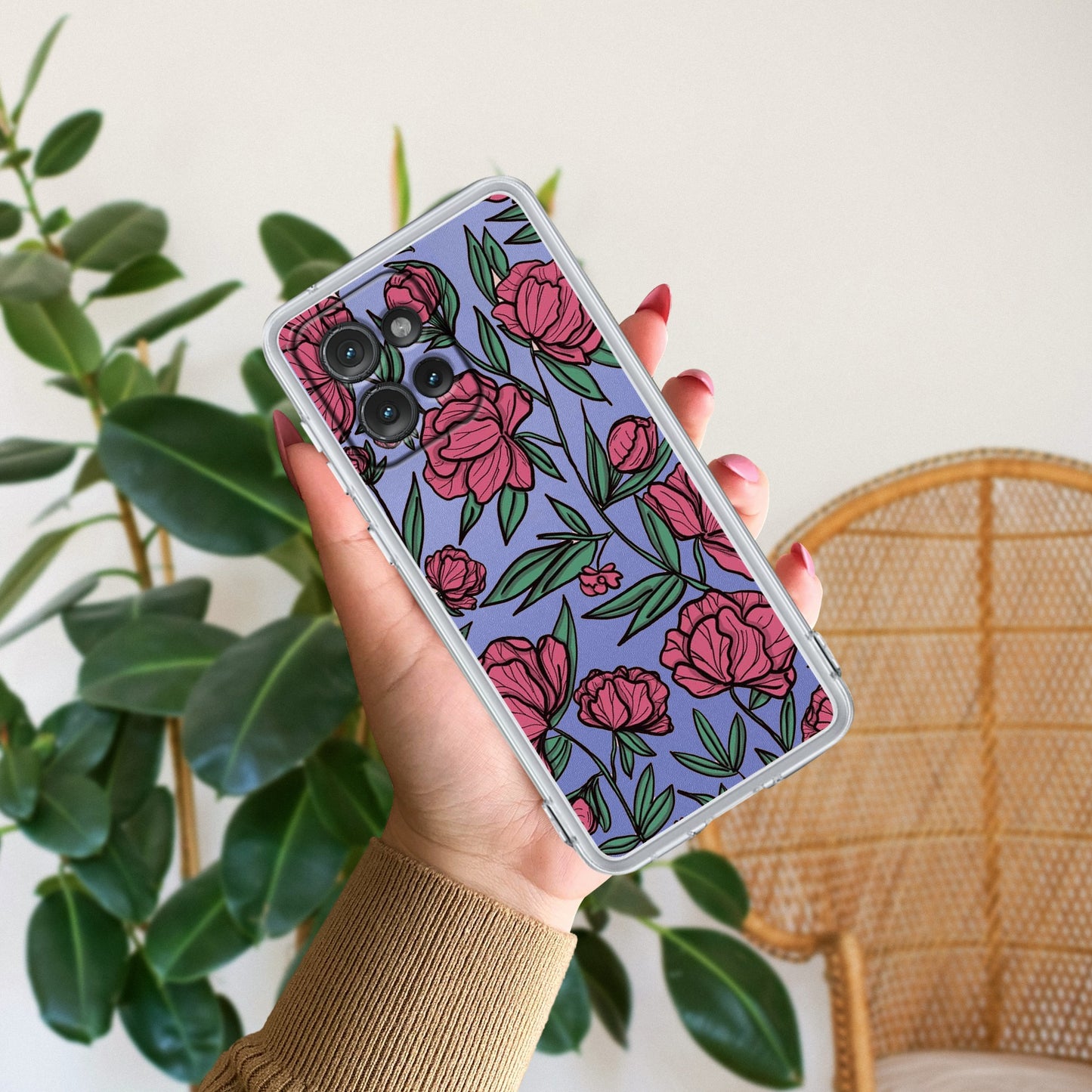 Wild Rose Transparent Silicon Case For Motorola
